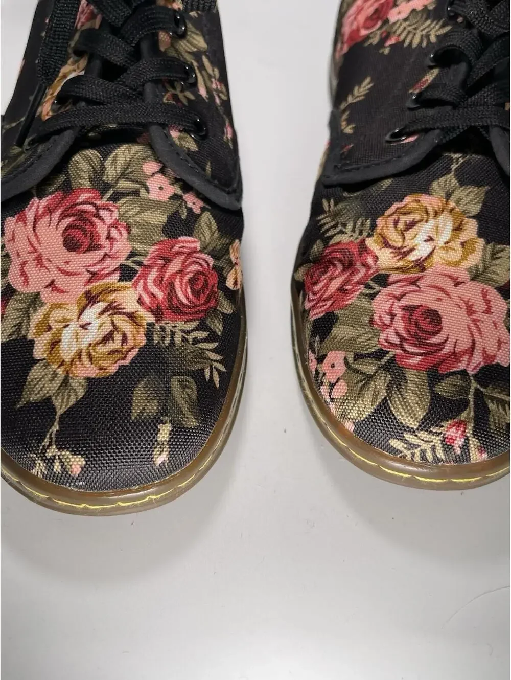 Dr. Martens Black Floral Canvas Lace-Up Ankle Boots